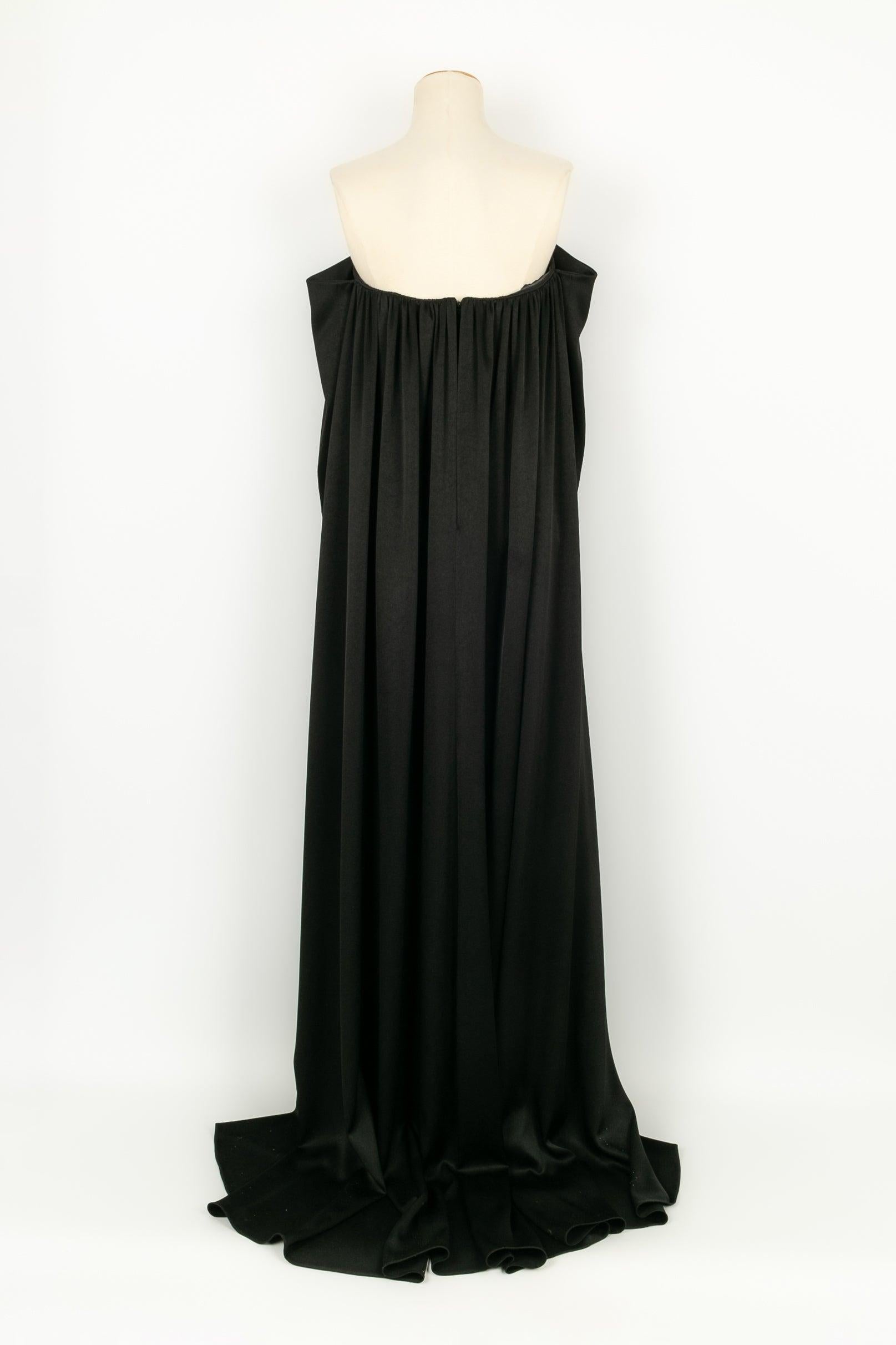 Women's Paule Ka Black Maxi Dress in Duchess Satin, 2022 For Sale