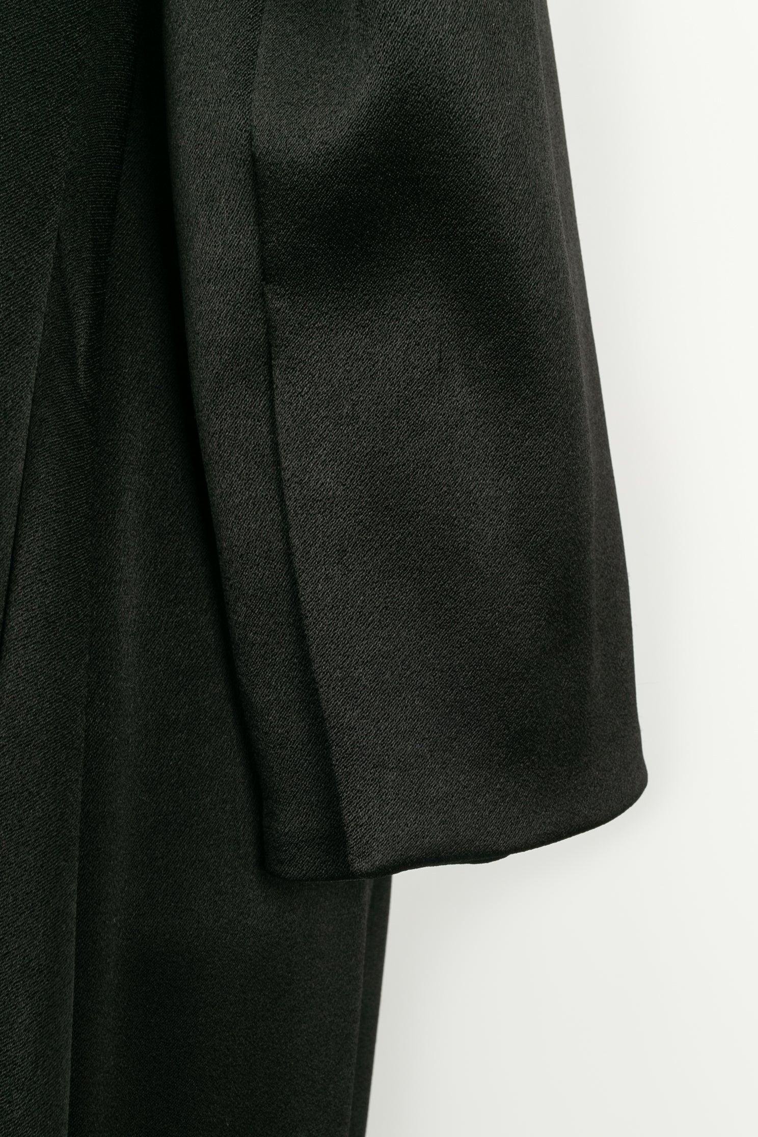 Paule Ka Black Maxi Dress in Duchess Satin, 2022 For Sale 1