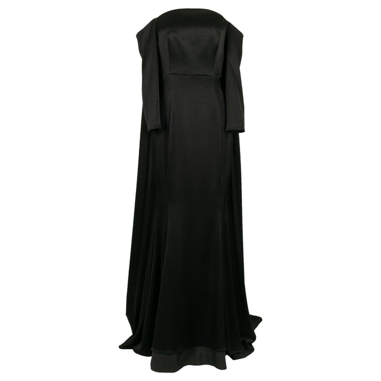 Paule Ka Black Maxi Dress In Duchess Satin, 2022