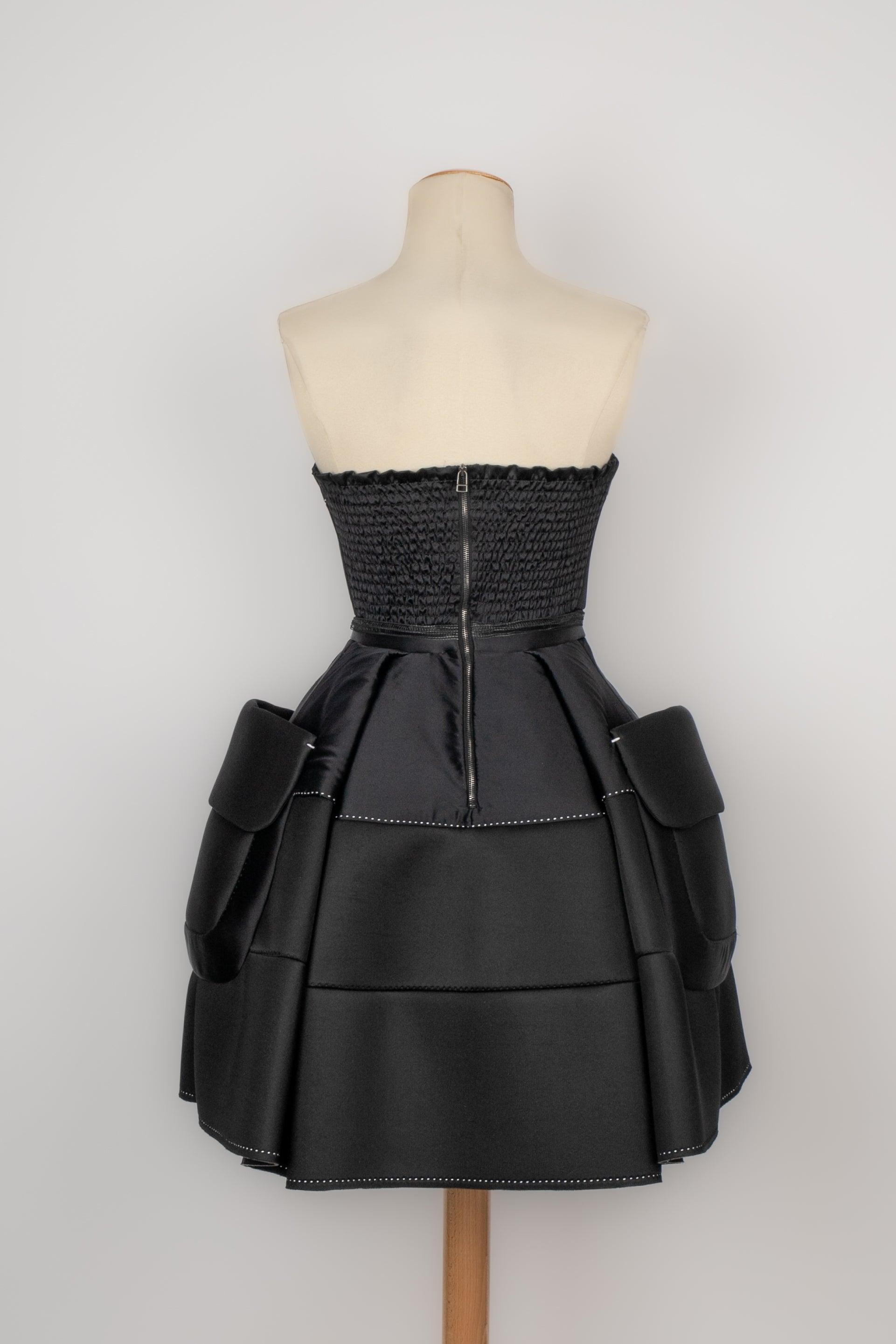 Paule Ka Black Neoprene Mini Bustier Dress In Excellent Condition For Sale In SAINT-OUEN-SUR-SEINE, FR