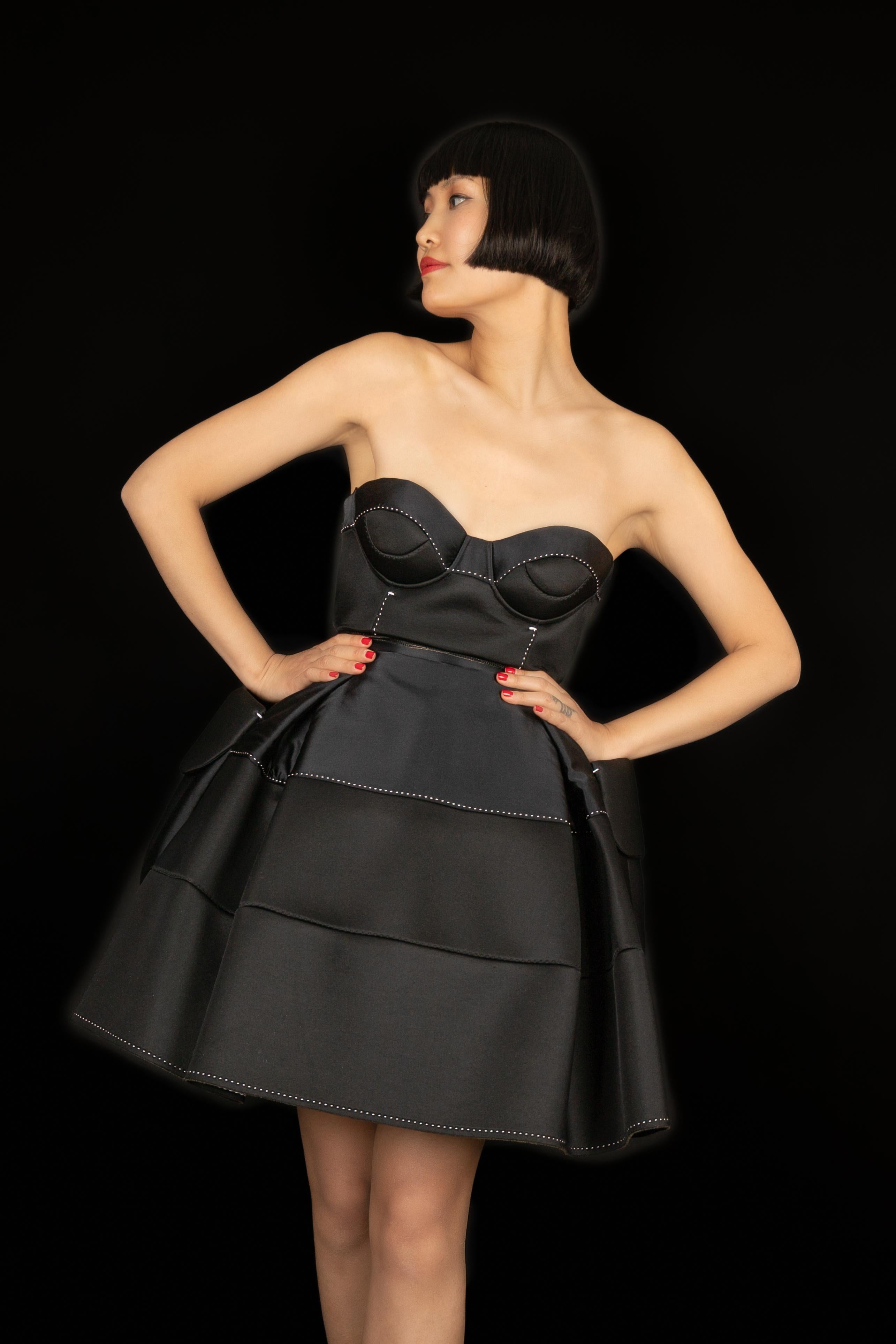 Paule Ka - Robe mini-bustier en néoprène - Noir Pour femmes en vente