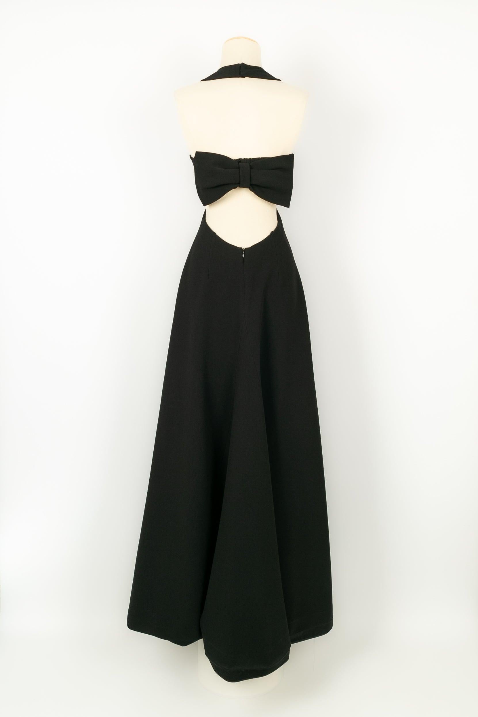 Paule Ka Black Open-Back Long Dress In Excellent Condition For Sale In SAINT-OUEN-SUR-SEINE, FR