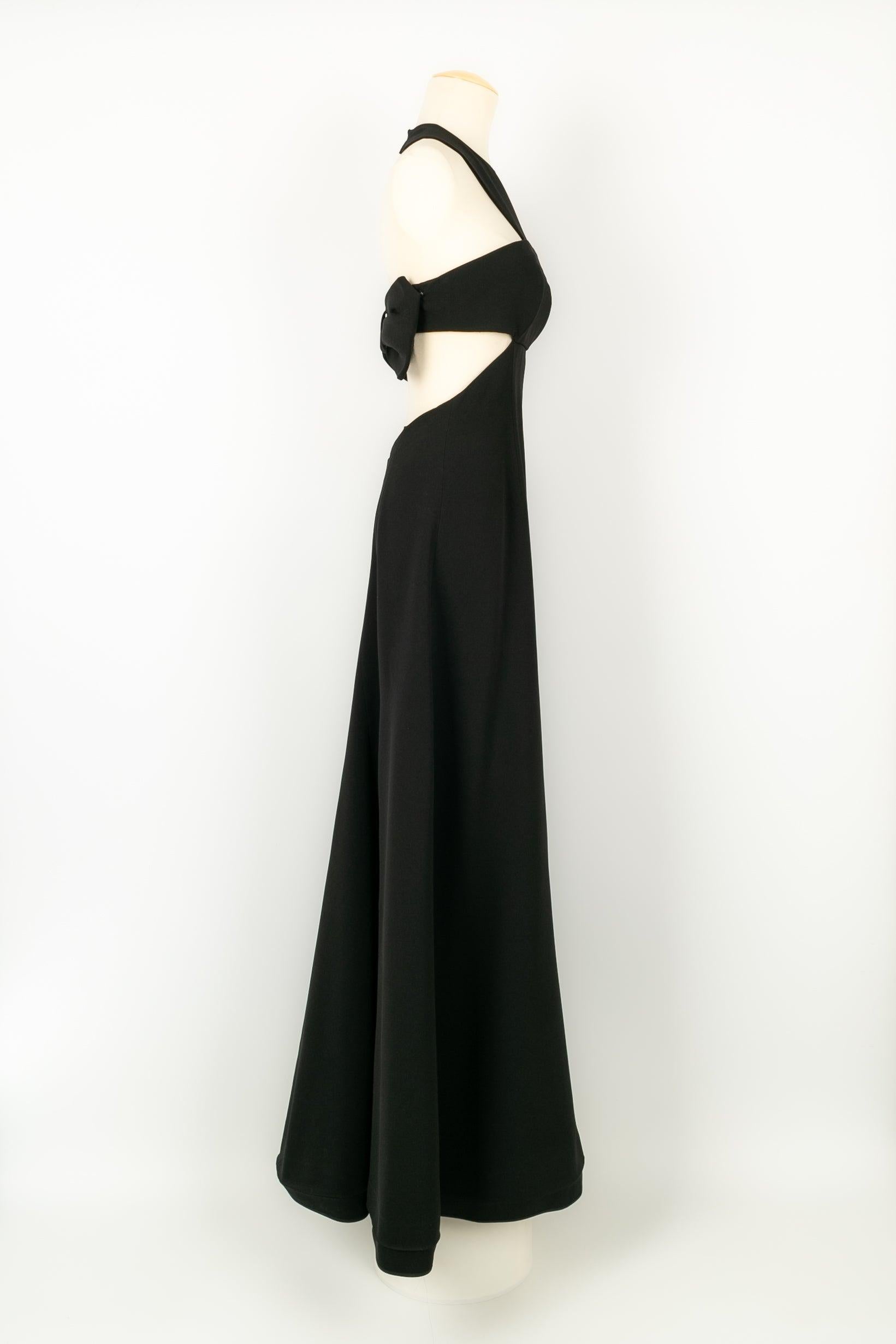 Women's Paule Ka Black Open-Back Long Dress For Sale