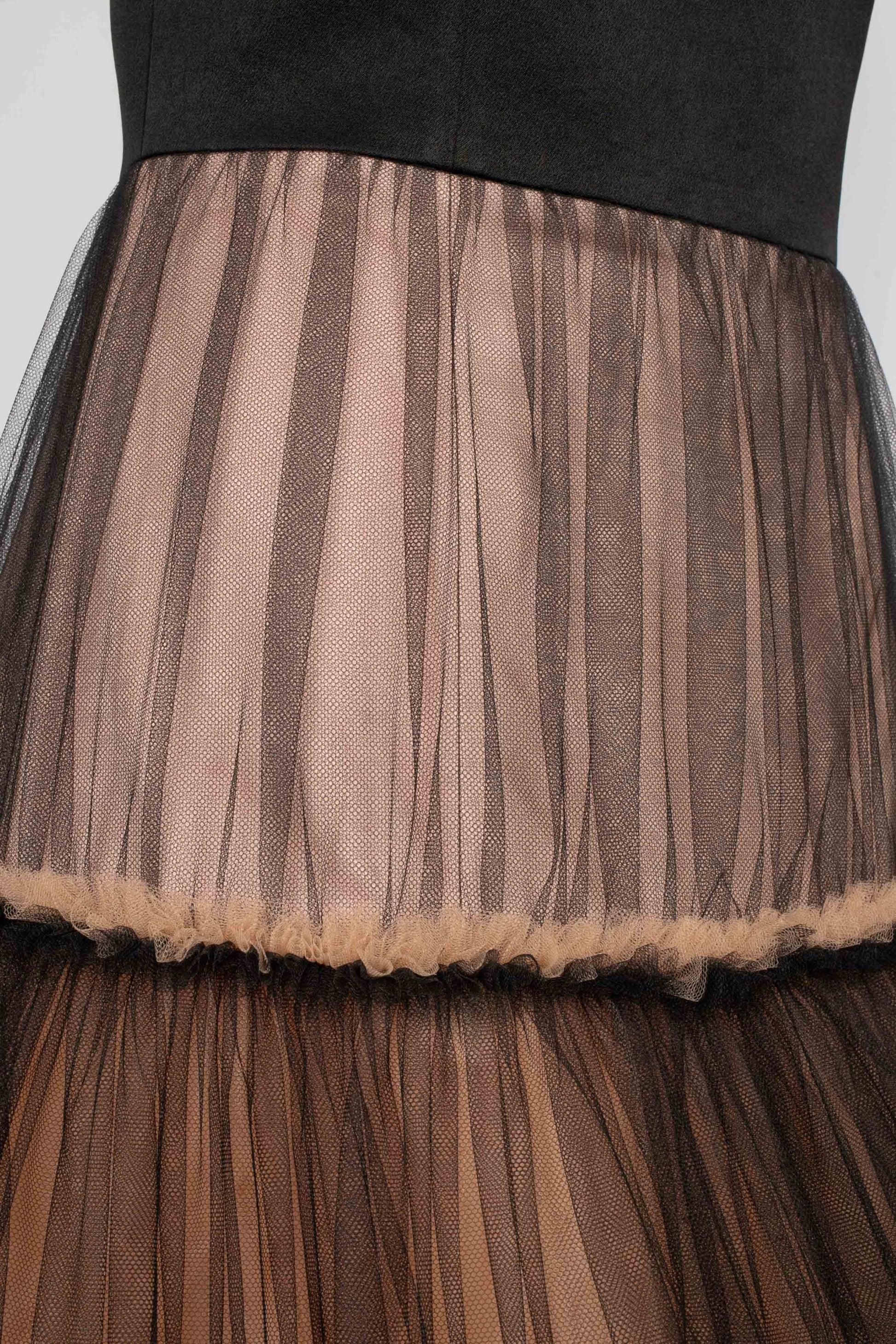 Paul Ka - Abito bustier in raso nero con gonna in tulle in vendita 5