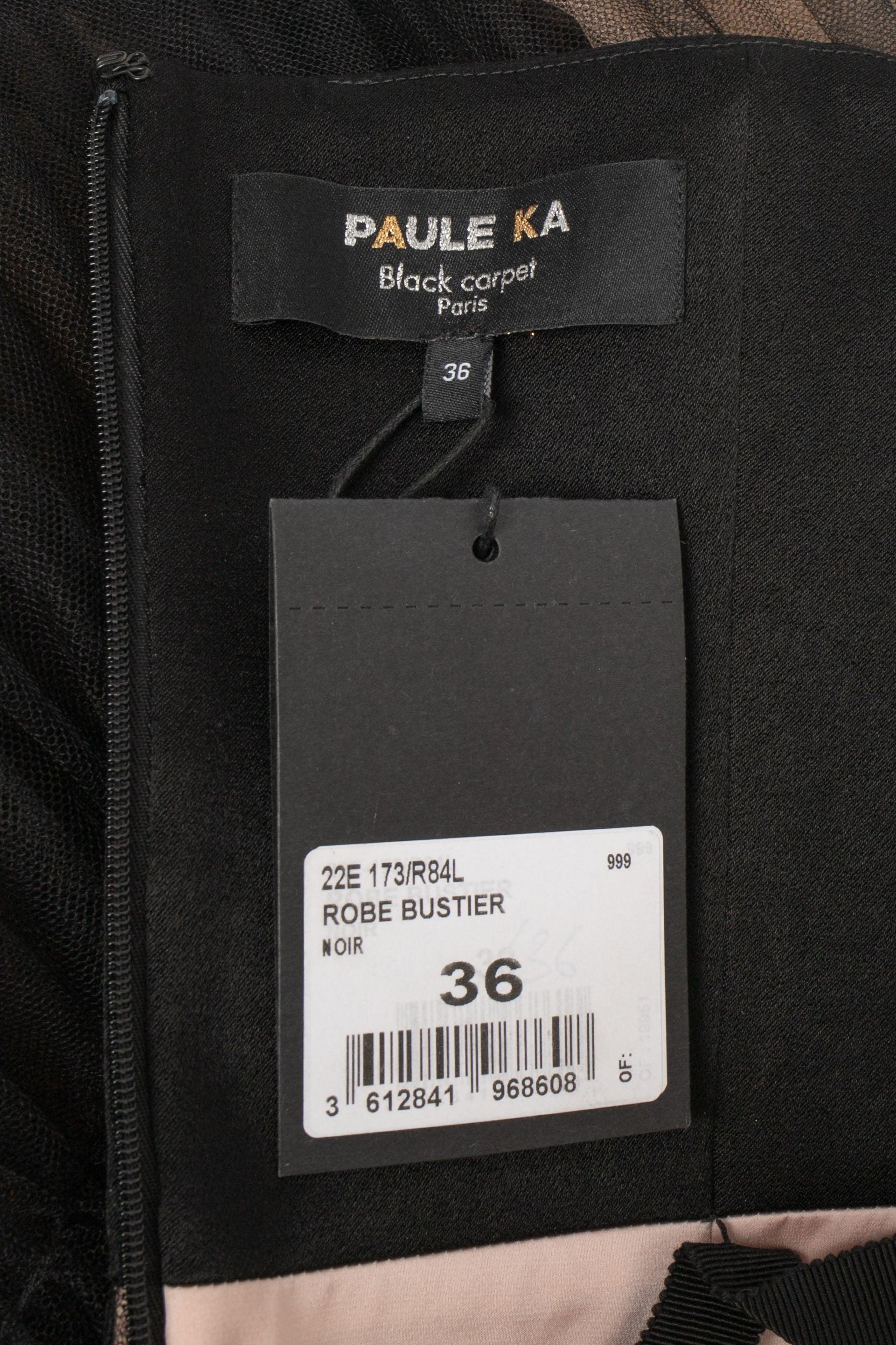 Paul Ka - Abito bustier in raso nero con gonna in tulle in vendita 8