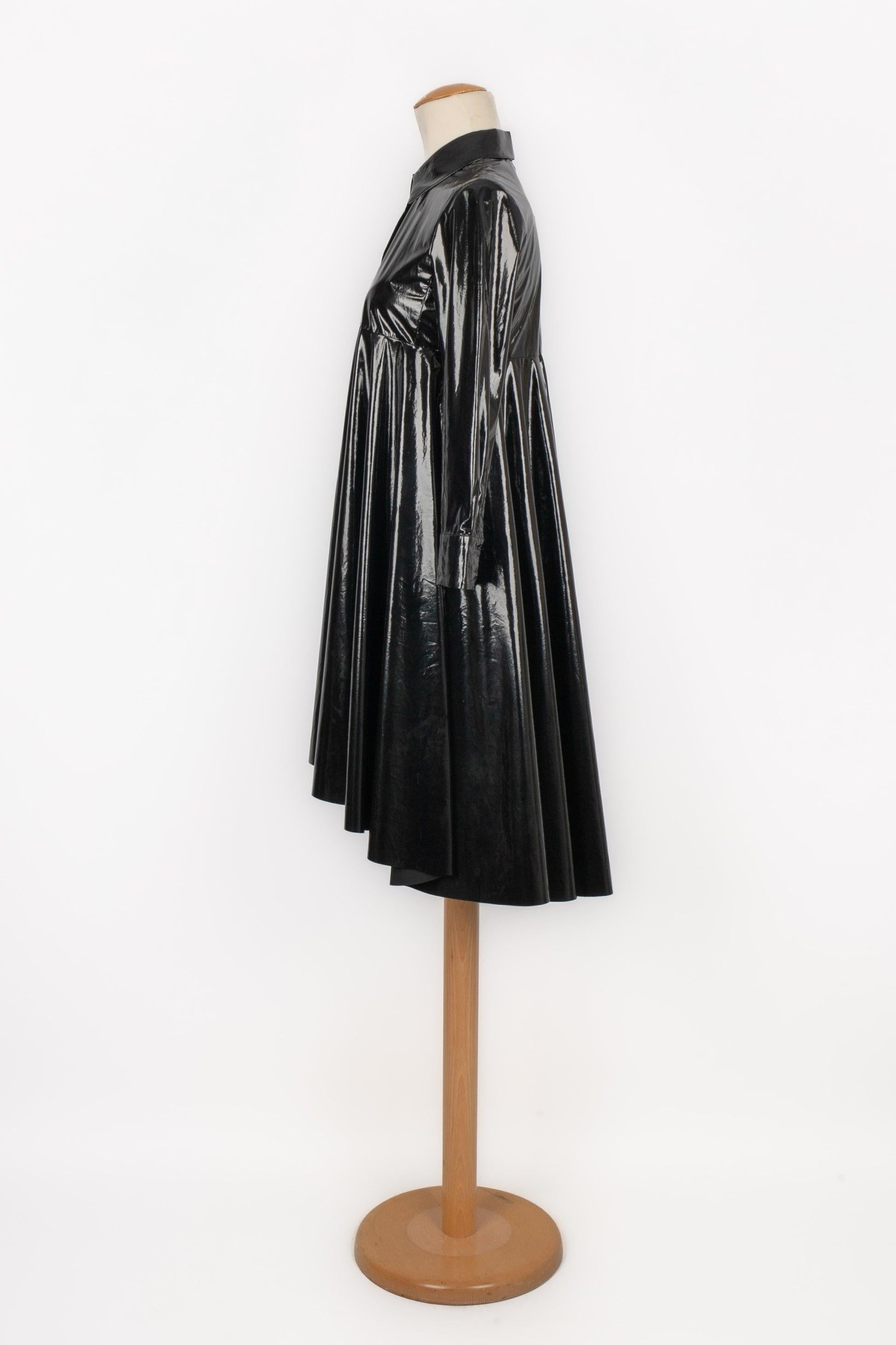 Women's Paule Ka Black Satiny Dress Coat For Sale