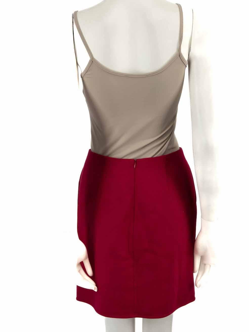 Paule Ka Burgundy Virgin Wool Mini Skirt Size S In Good Condition For Sale In London, GB