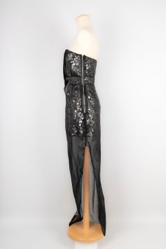 Paule Ka Bustier Long Black Taffeta Dress