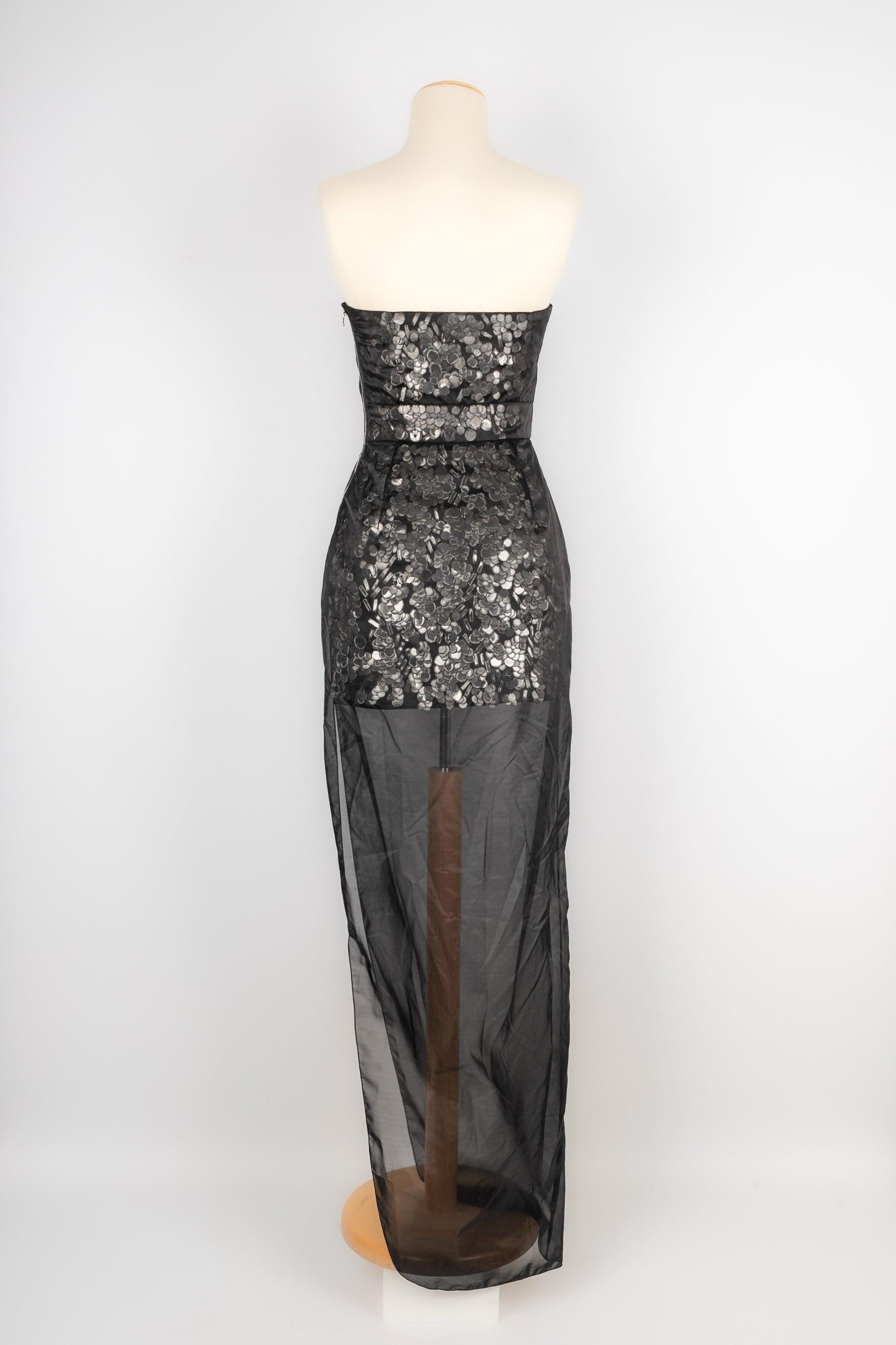 Paule Ka Bustier Long Black Taffeta Dress In Excellent Condition For Sale In SAINT-OUEN-SUR-SEINE, FR
