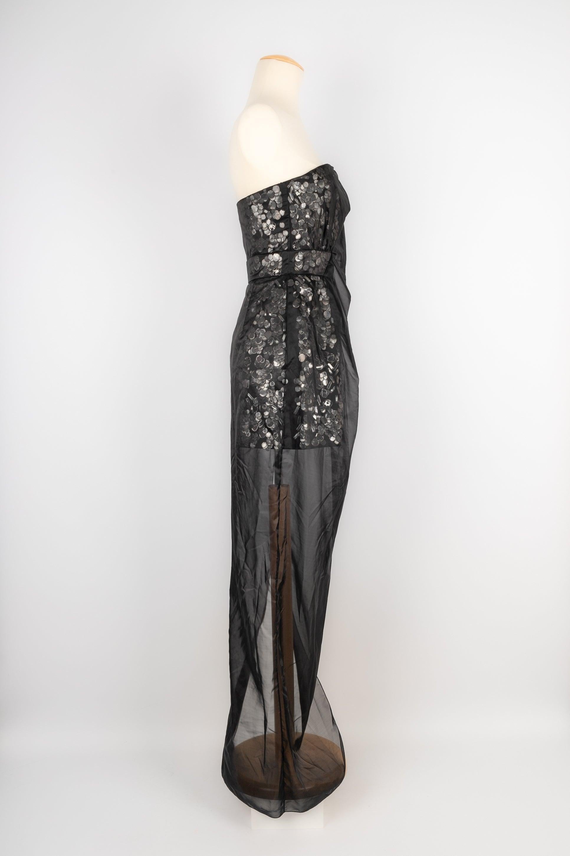 Women's Paule Ka Bustier Long Black Taffeta Dress For Sale