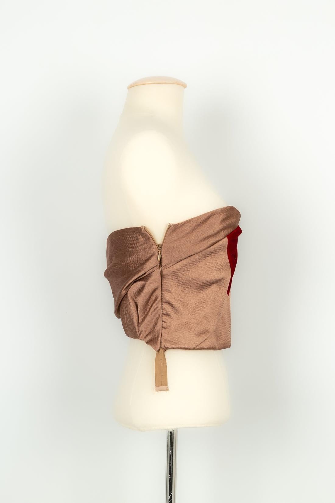 Marrone Paul Ka Bustier Top invernale in seta e velluto, 2016 in vendita