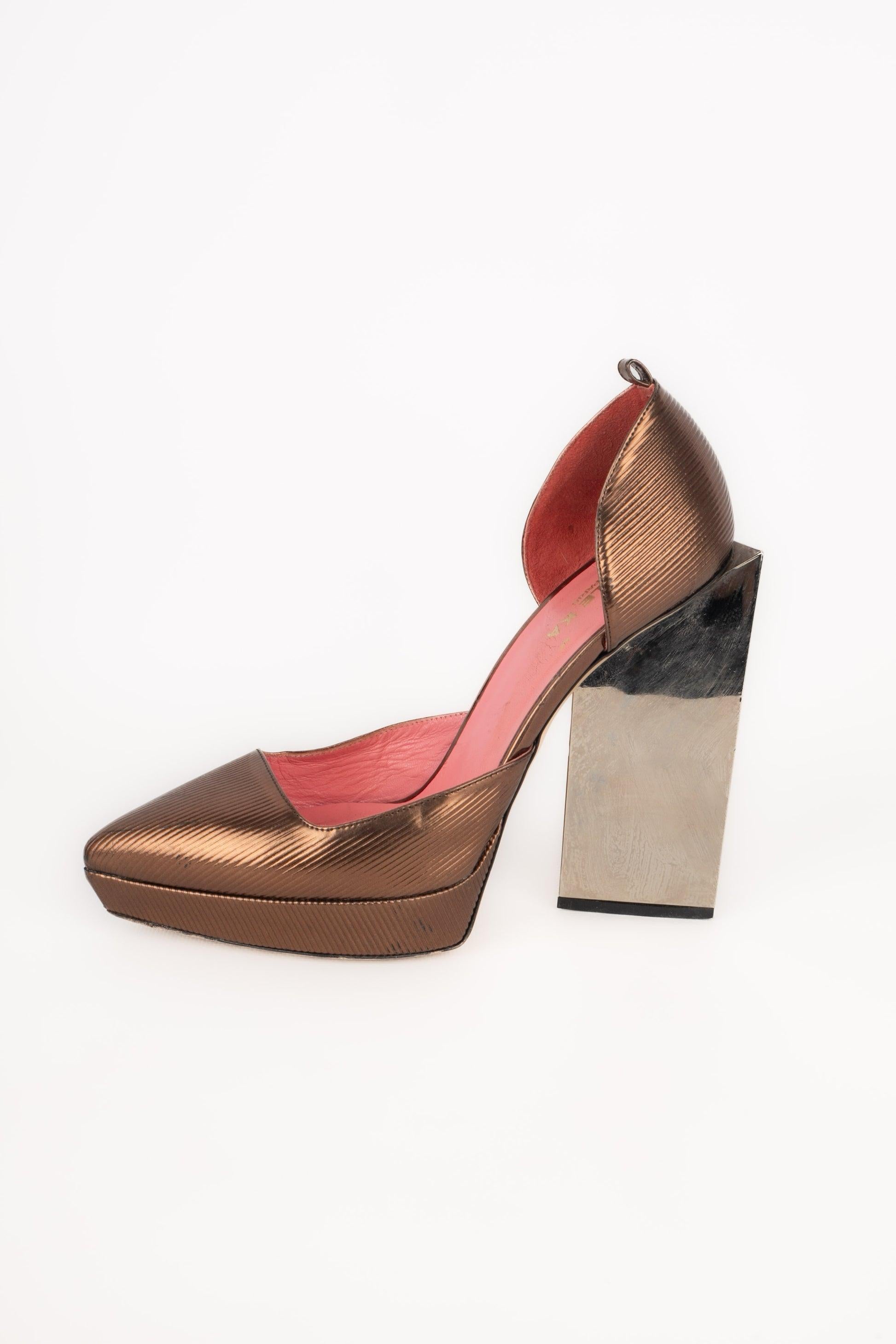 Paule Ka Coppery Leather Stilettoes In Fair Condition For Sale In SAINT-OUEN-SUR-SEINE, FR