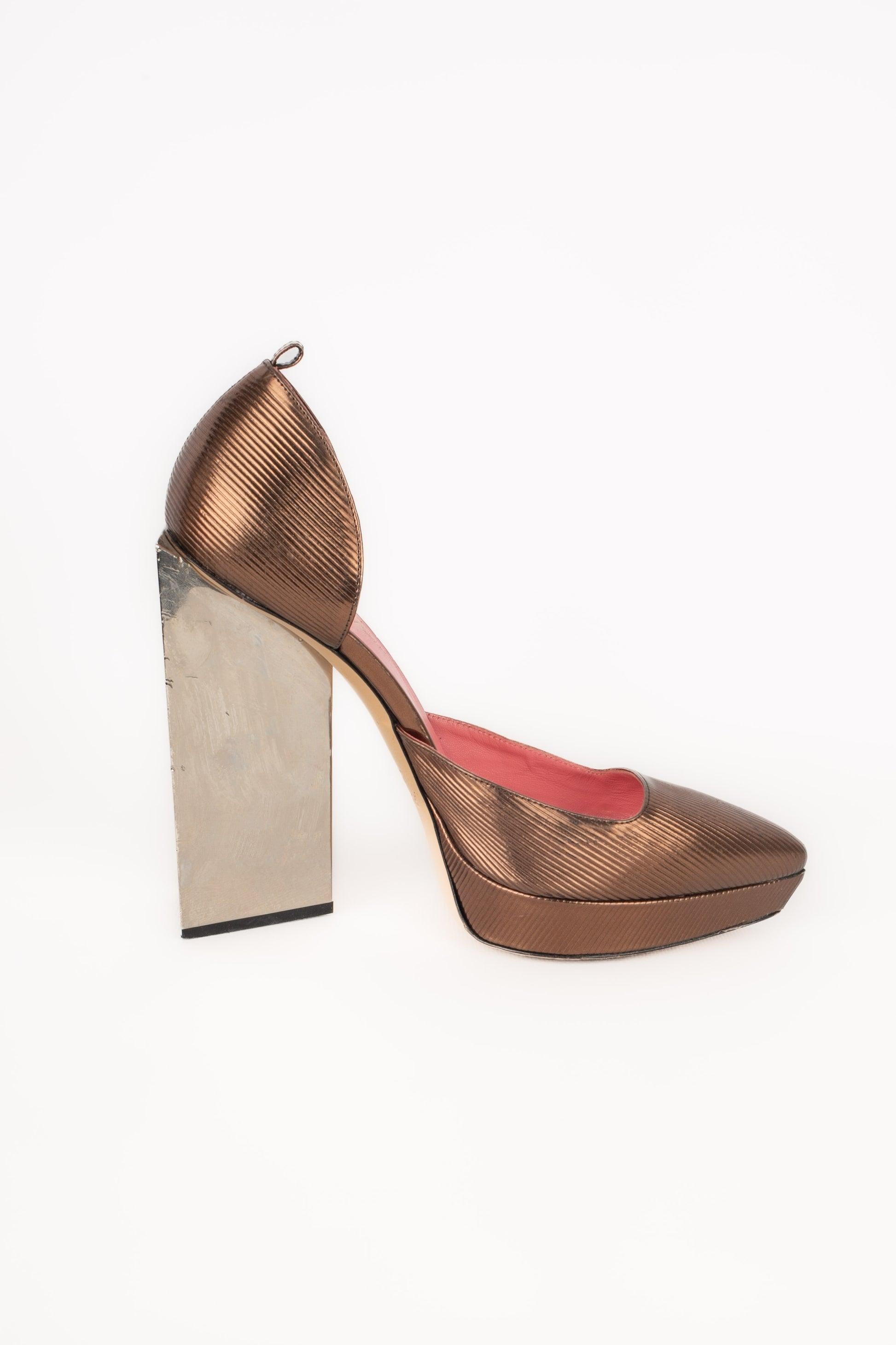 Women's Paule Ka Coppery Leather Stilettoes For Sale