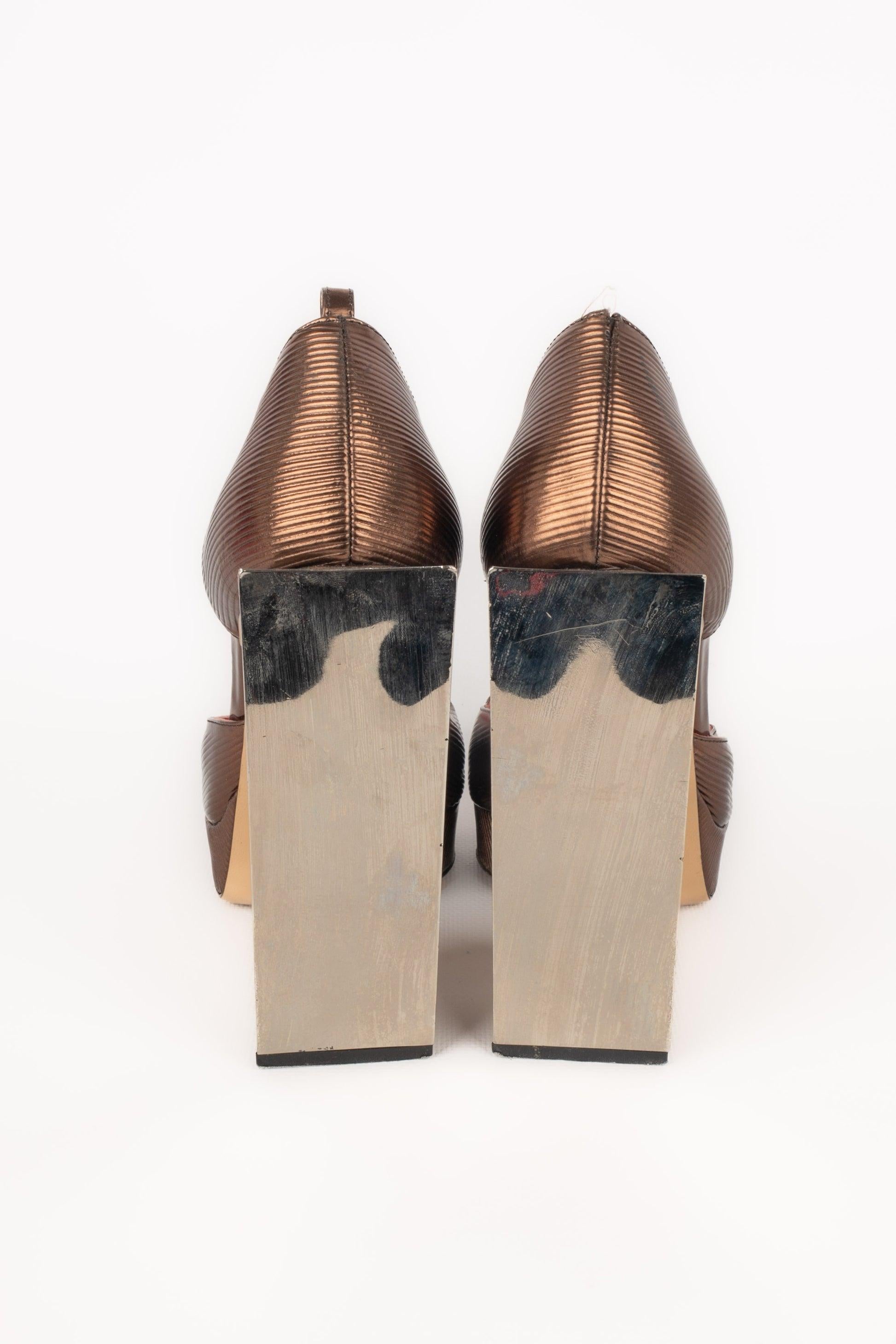 Paule Ka Coppery Leather Stilettoes For Sale 1