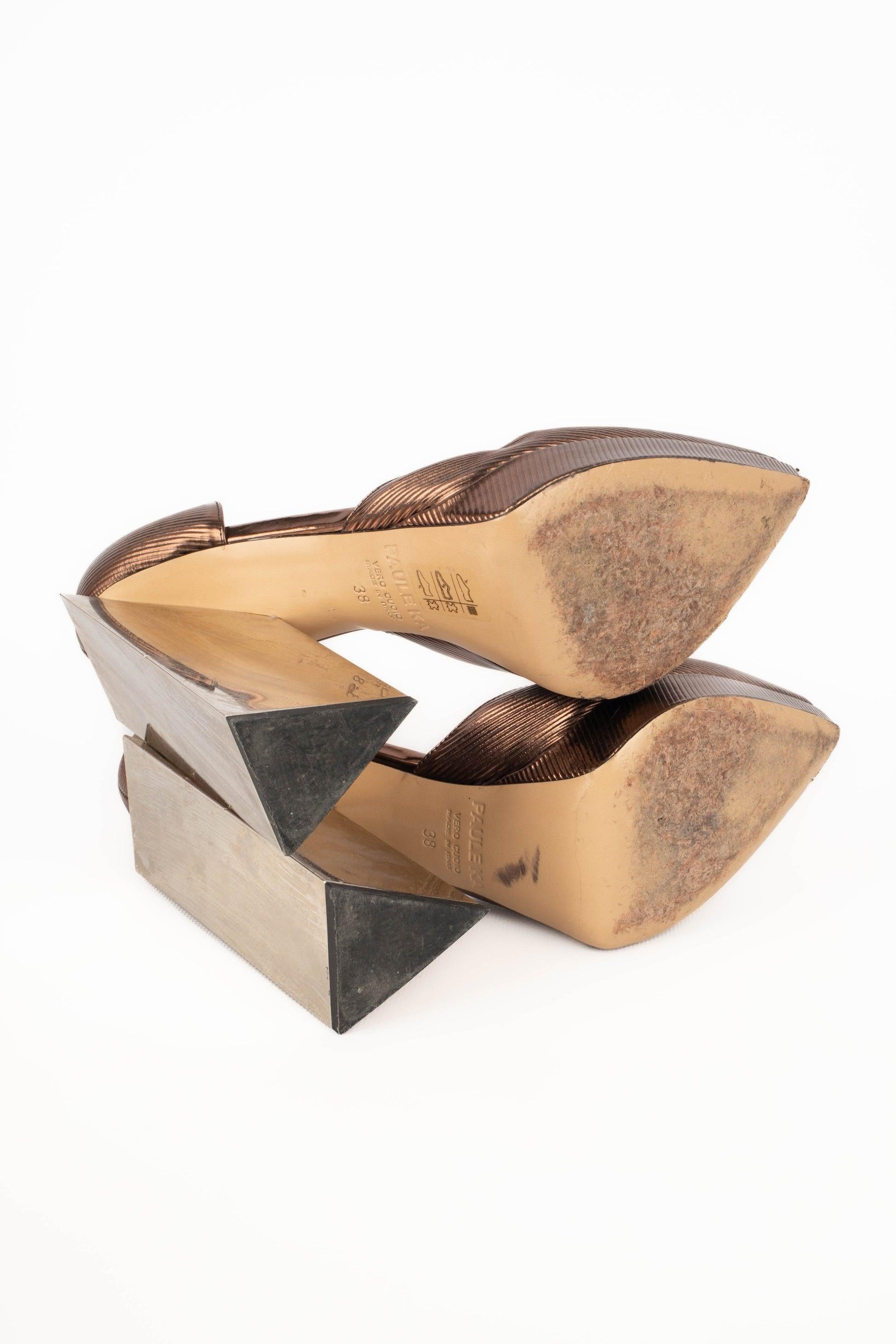 Paule Ka Coppery Leather Stilettoes For Sale 3