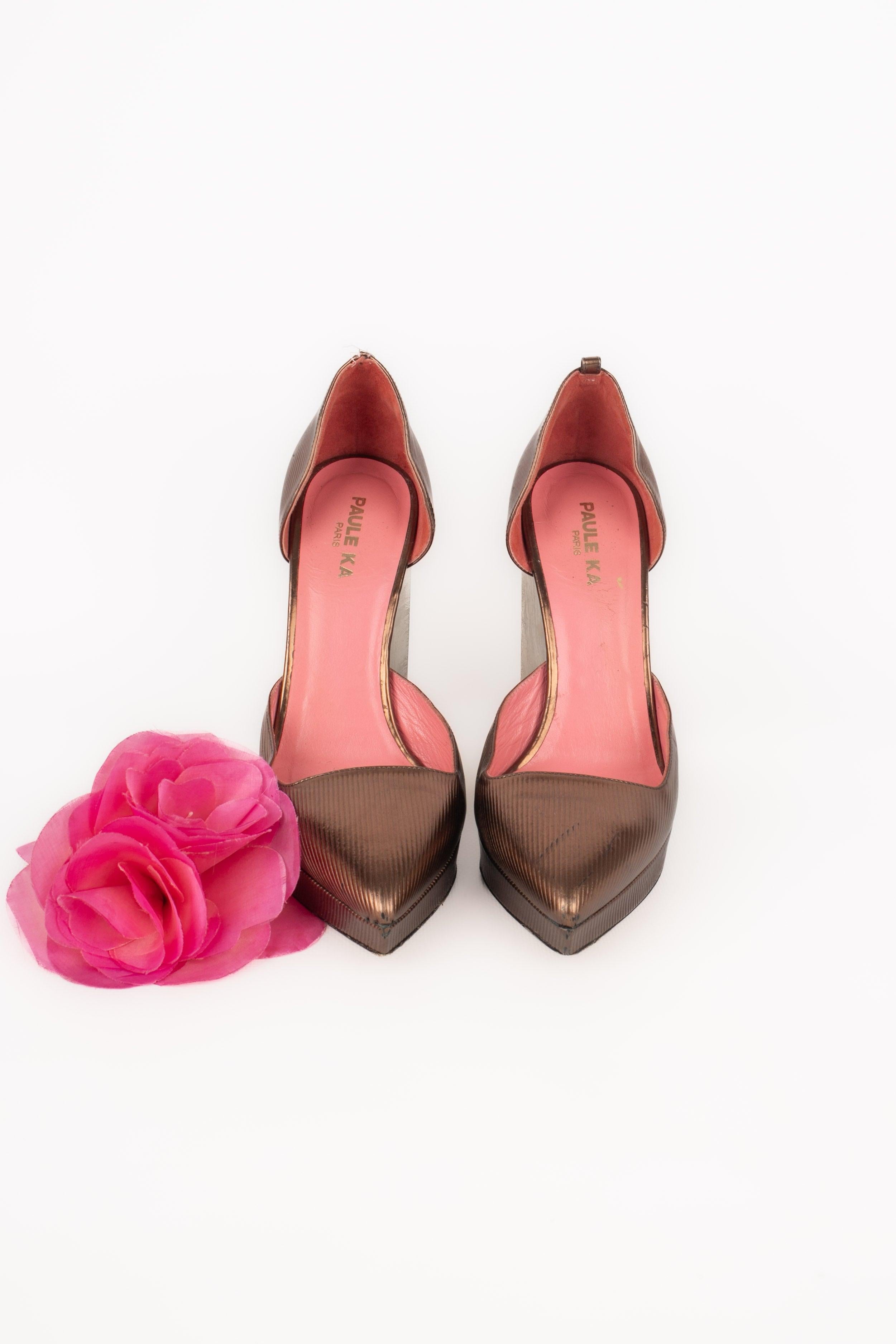 Paule Ka Coppery Leather Stilettoes For Sale