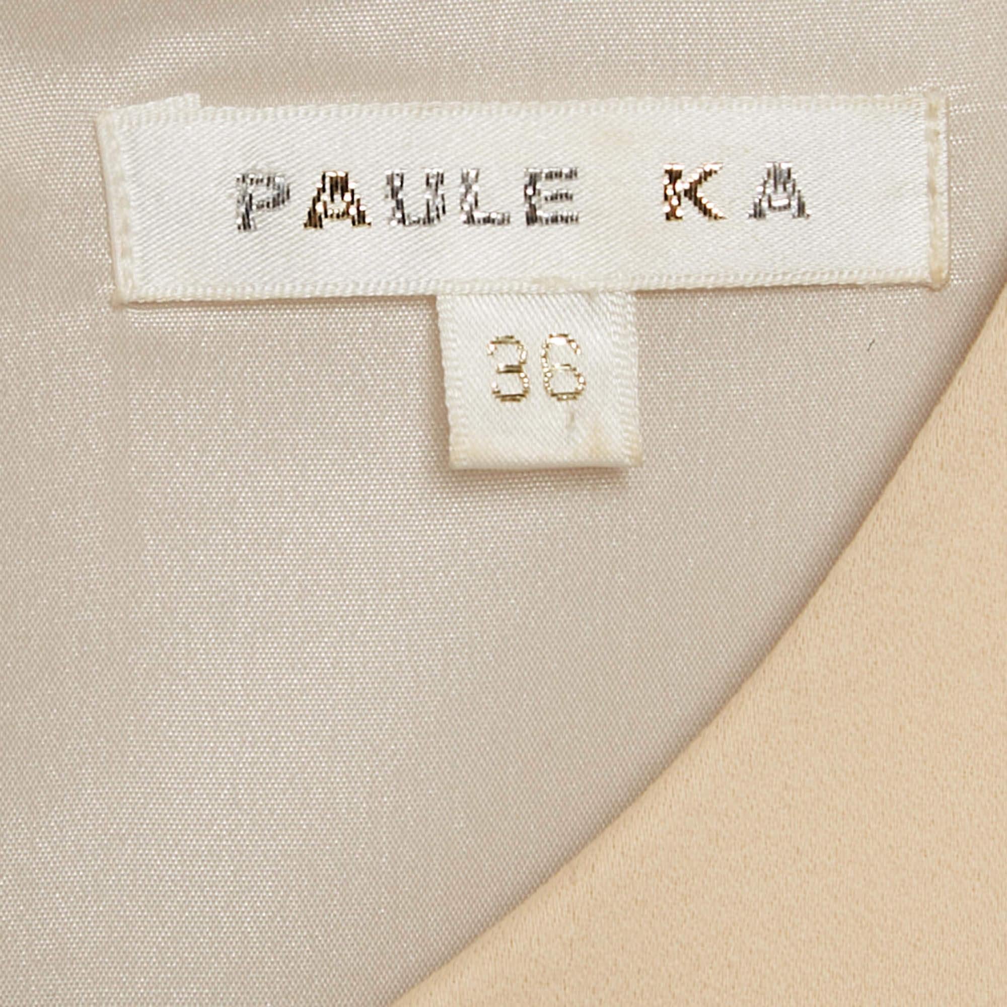 Paule Ka mini-robe droite crème en crêpe extensible ornée de métaux S Bon état - En vente à Dubai, Al Qouz 2