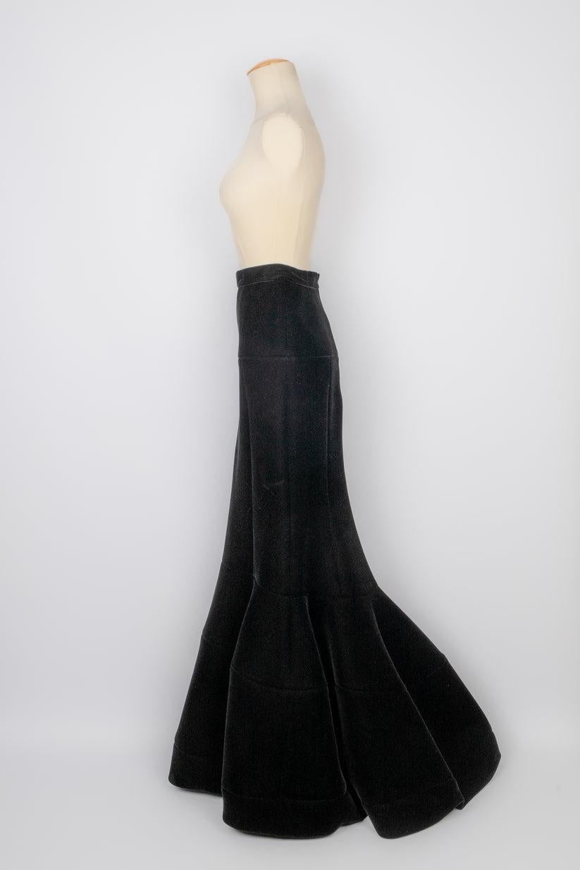 Women's Paule Ka Maxi Long Black Velvet Skirt, 2016 For Sale