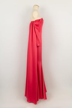 Paule Ka Maxi Long Dress in Pink Duchess Satin, 2022