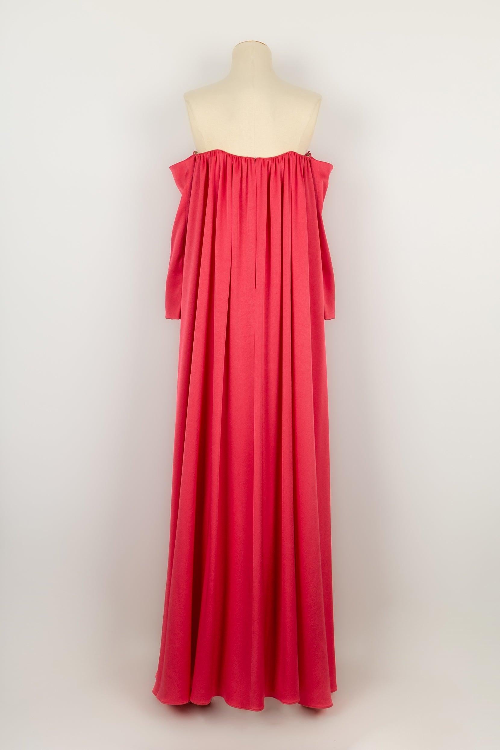 Paule Ka Maxi Long Dress in Pink Duchess Satin, 2022 In Excellent Condition For Sale In SAINT-OUEN-SUR-SEINE, FR