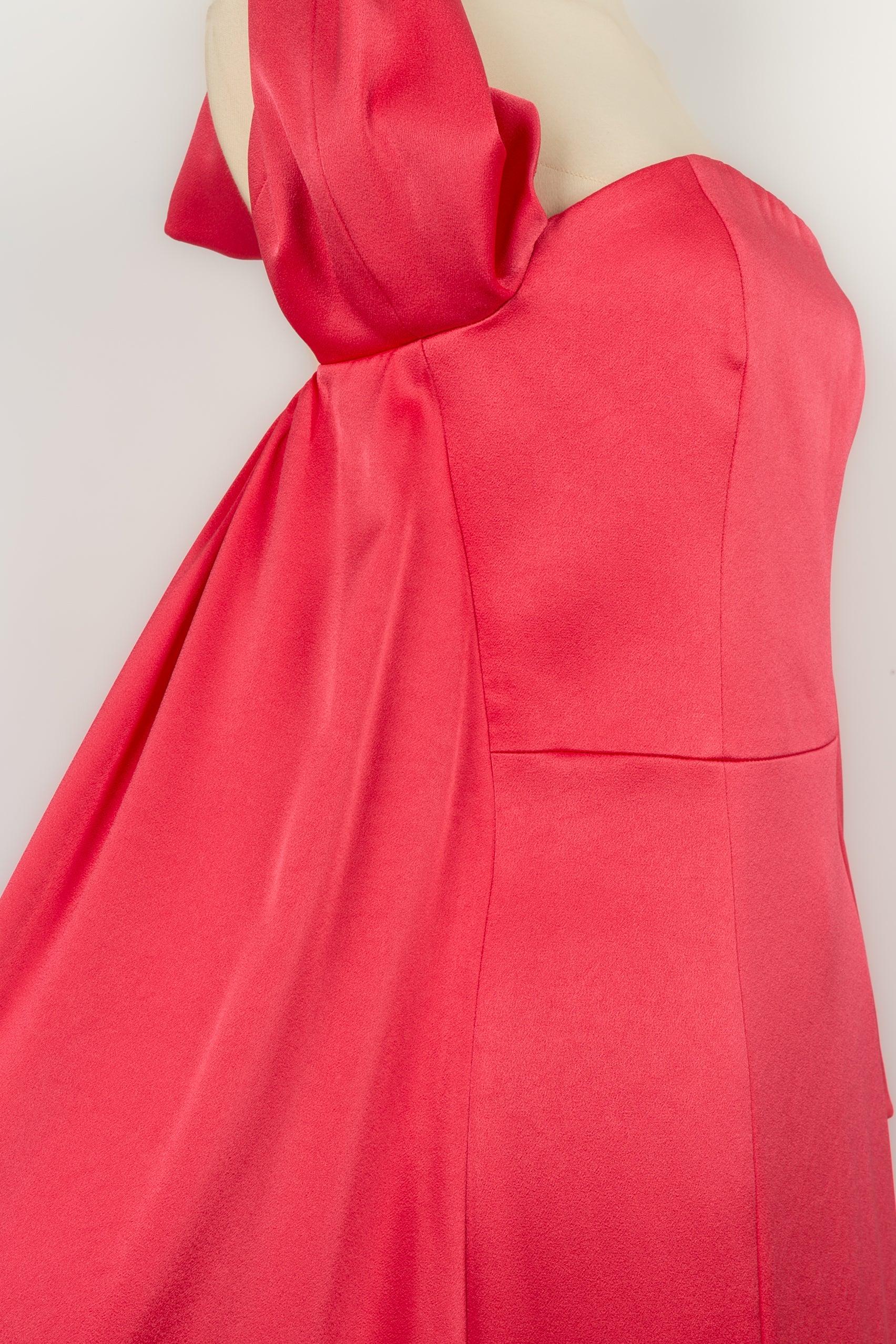 Paule Ka Maxi Long Dress in Pink Duchess Satin, 2022 For Sale 2