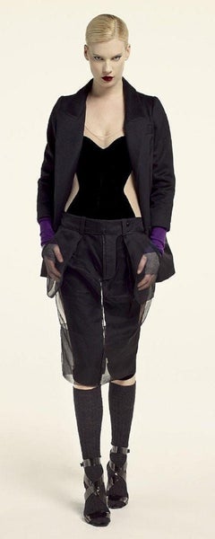 Paule Ka Orangey Red Top in Tulle and Velvet