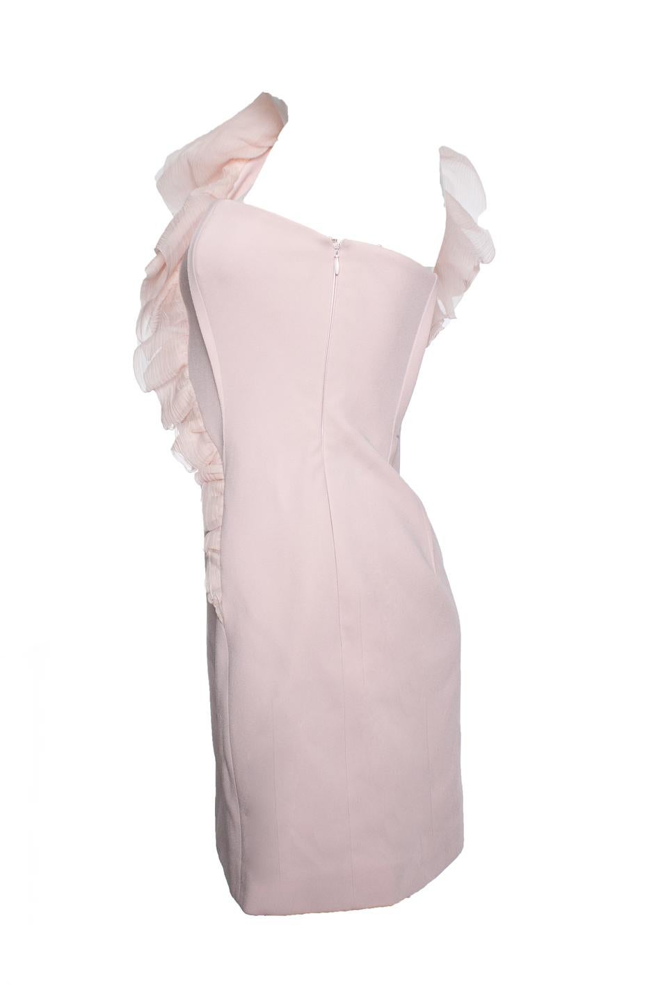 Paule Ka, Vestido rosa con volante en el hombro Gris en venta