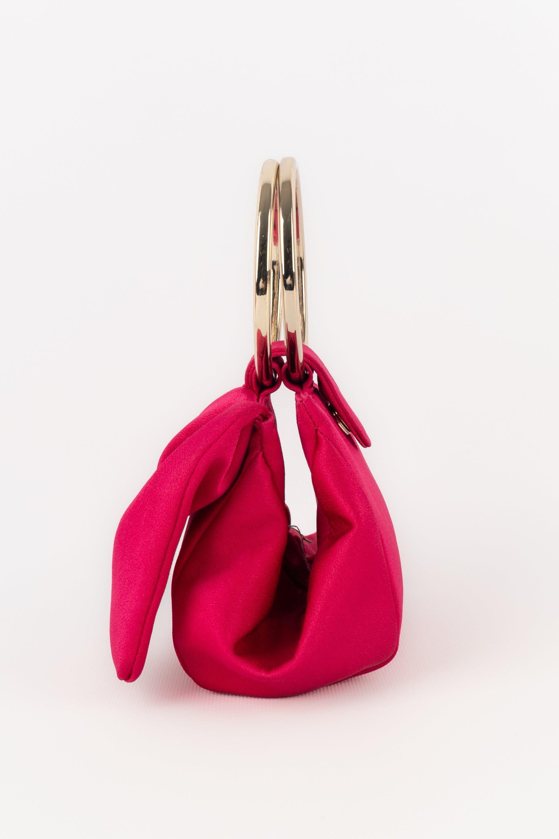 Paule Ka Raspberry - Pink Satin Handbag In Excellent Condition For Sale In SAINT-OUEN-SUR-SEINE, FR