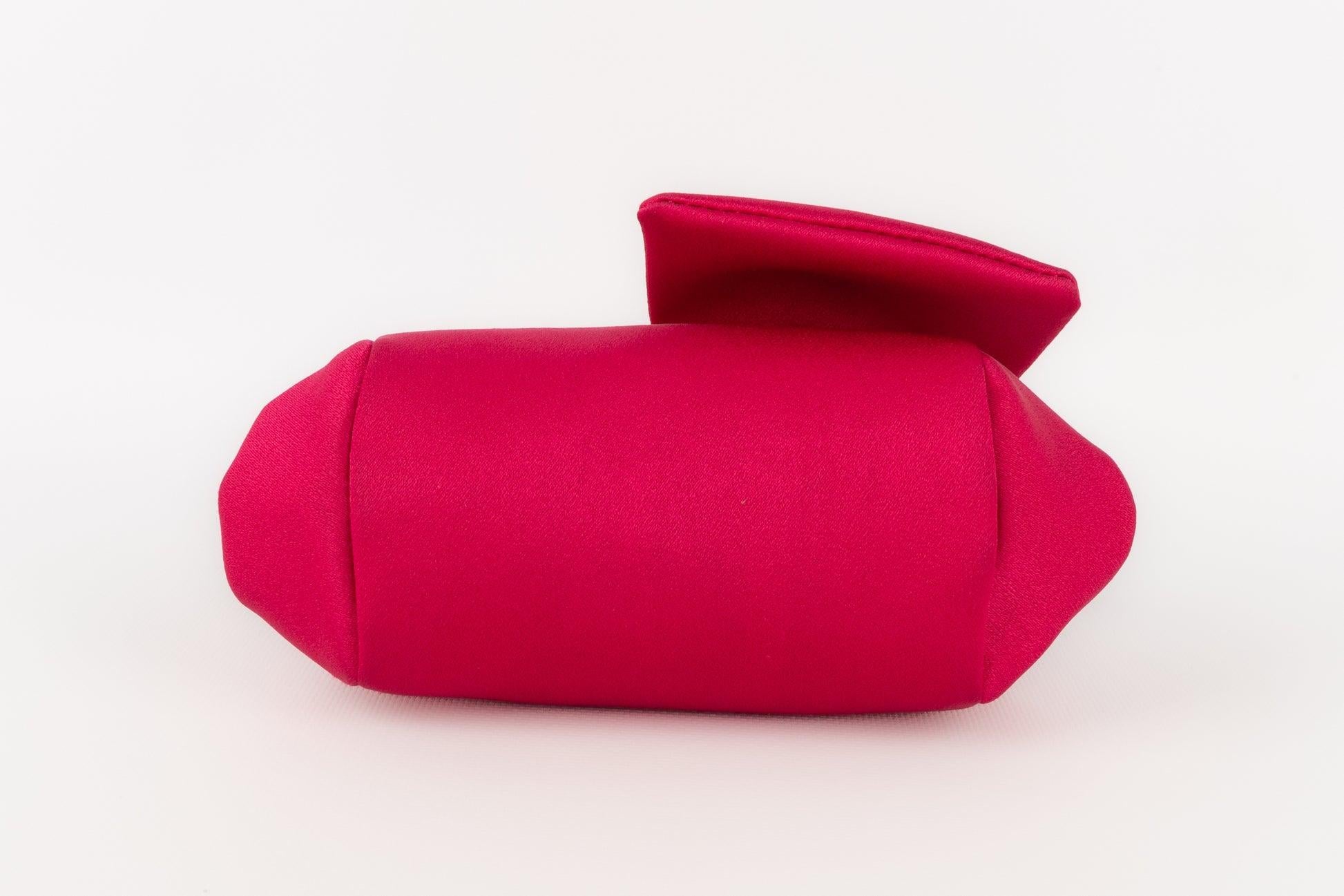 Paule Ka Raspberry - Pink Satin Handbag For Sale 4