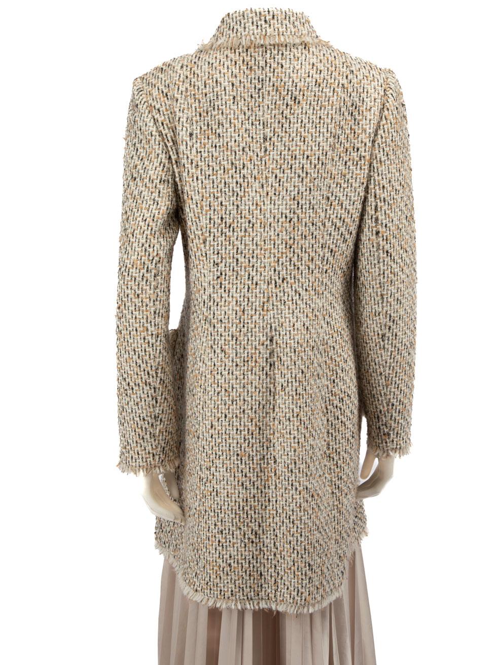 Beige Paule Ka Wool Tweed Long Coat Size XL