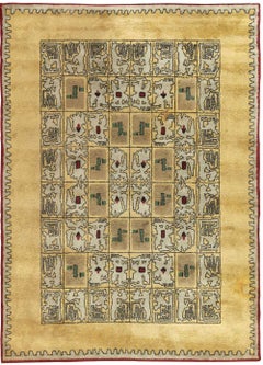 Paule Leleu, Pair of Carpets with Aztec-Inspired Motifs, France, 1957