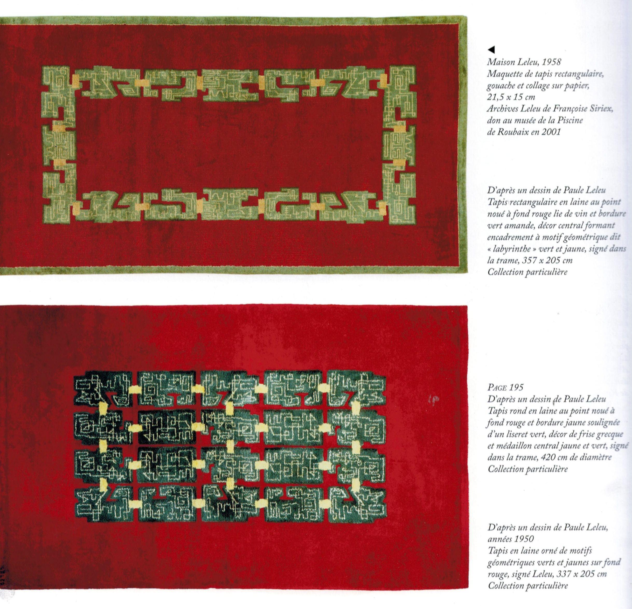 20th Century Paule Leleu, Rectangular Carpet with Geometric Motif, France, 1957 For Sale