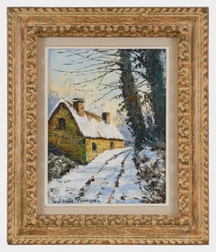 Chaumière sous la neige by Paulémile Pissarro - Snow scene, Oil painting