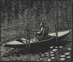 Antique Fisherman in his Boat by Paulémile Pissarro, circa 1920 - Etching Print