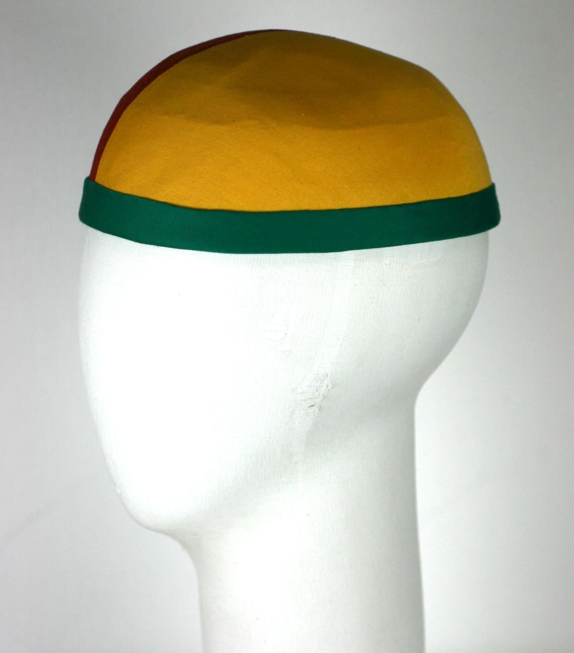 Red Paulette for Claude Montana Tri Color Couture Cap For Sale
