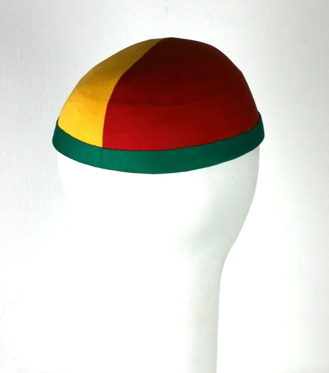 Paulette for Claude Montana Tri Color Couture Cap In Excellent Condition For Sale In New York, NY