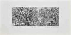 Landscape -  Etching by Paulette Humbert - 1940s