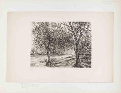 Paisaje - Aguafuerte de Paulette Humbert - mediados del siglo XX