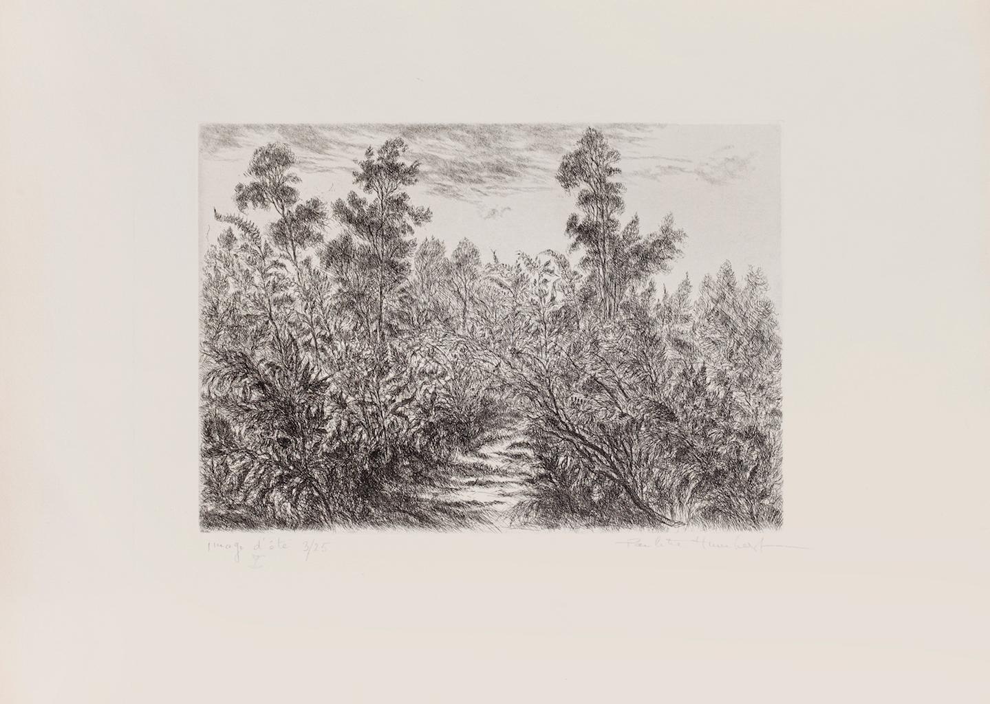 Paisaje - Grabado original de Paulette Humbert - Siglo XX en venta 1