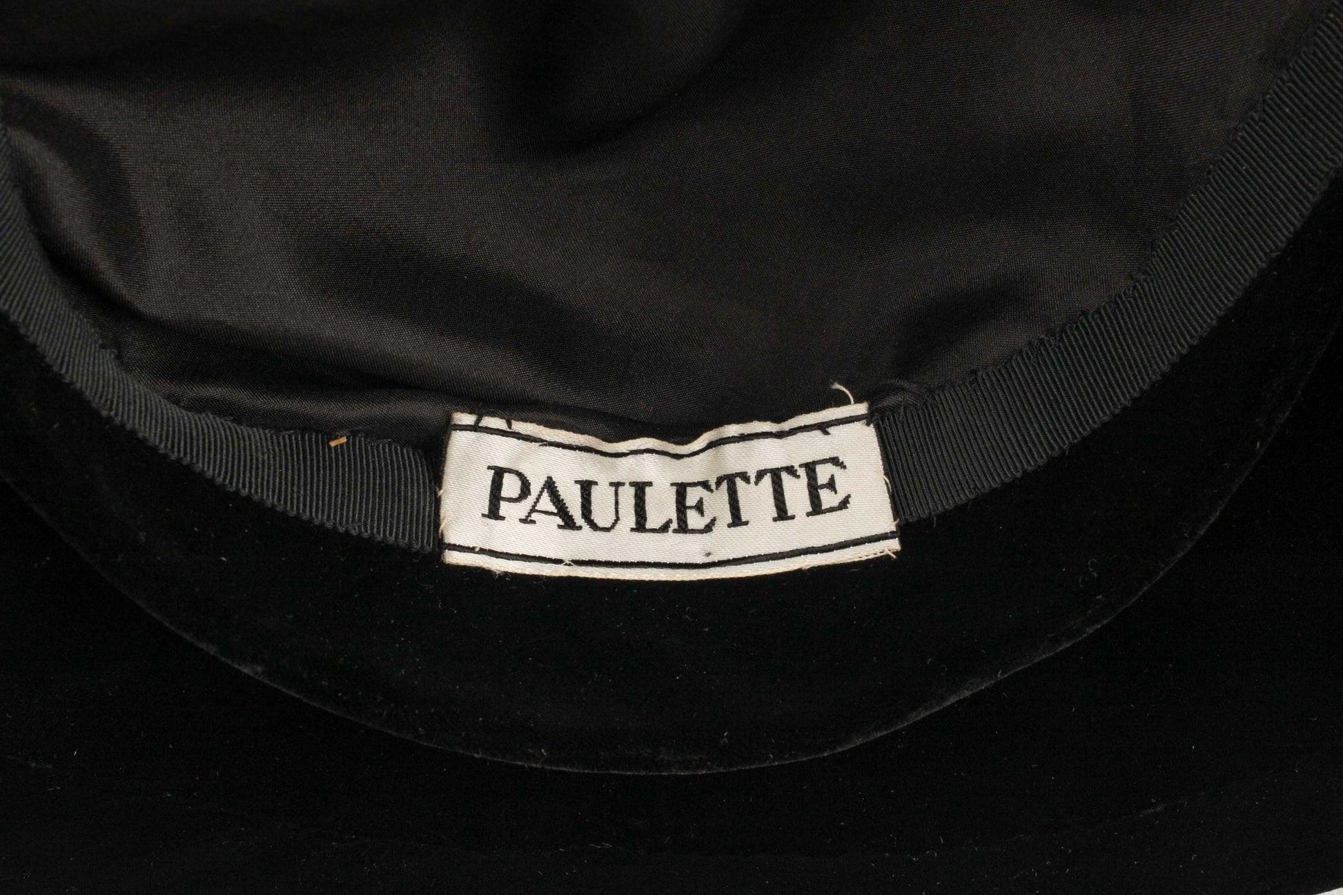 Paulette Large Black Silk Velvet Hat For Sale 2
