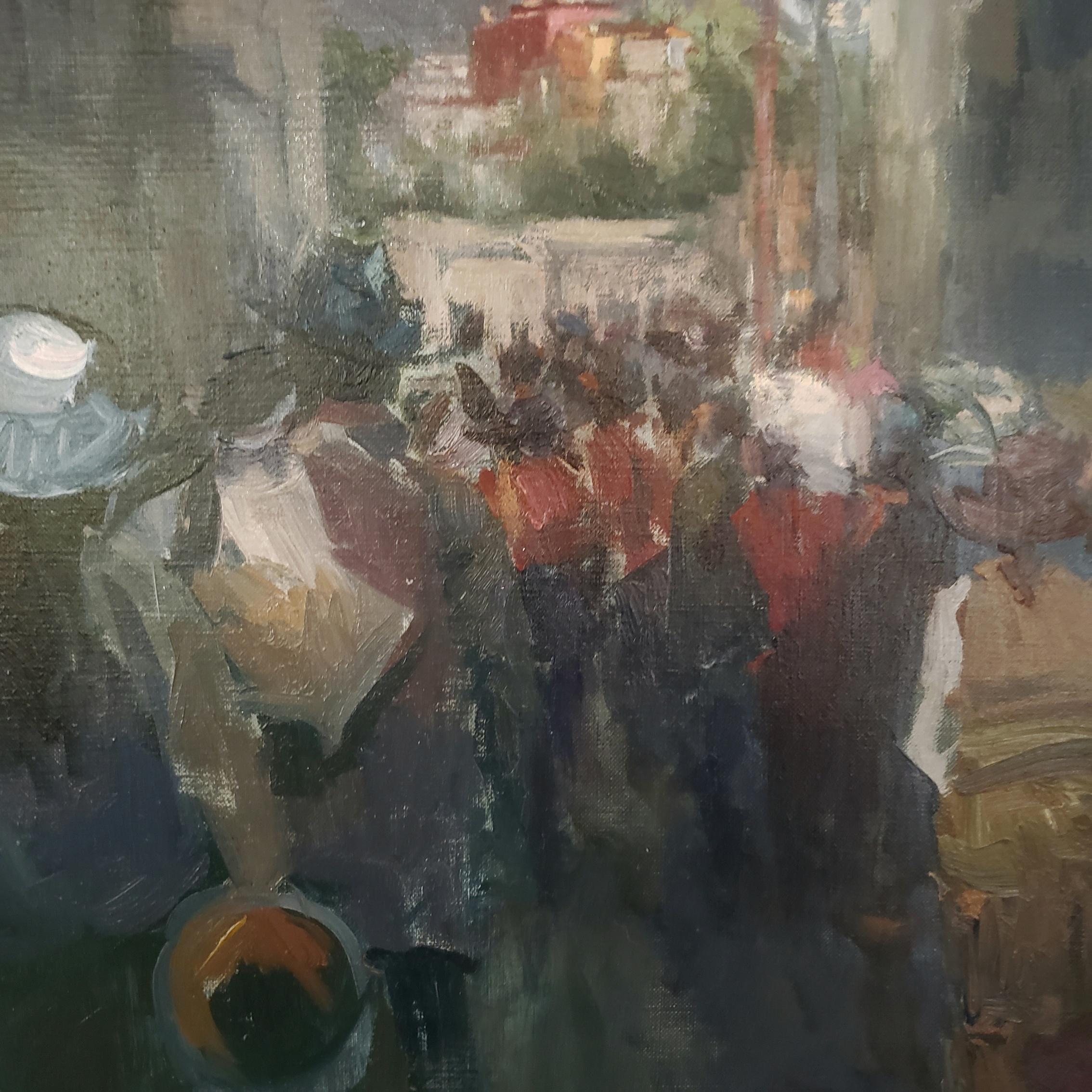 Quadro ad olio Celebrazioni a Shonton, Premio di Eccellenza, Bandiere di preghiera, incorniciato in vendita 2