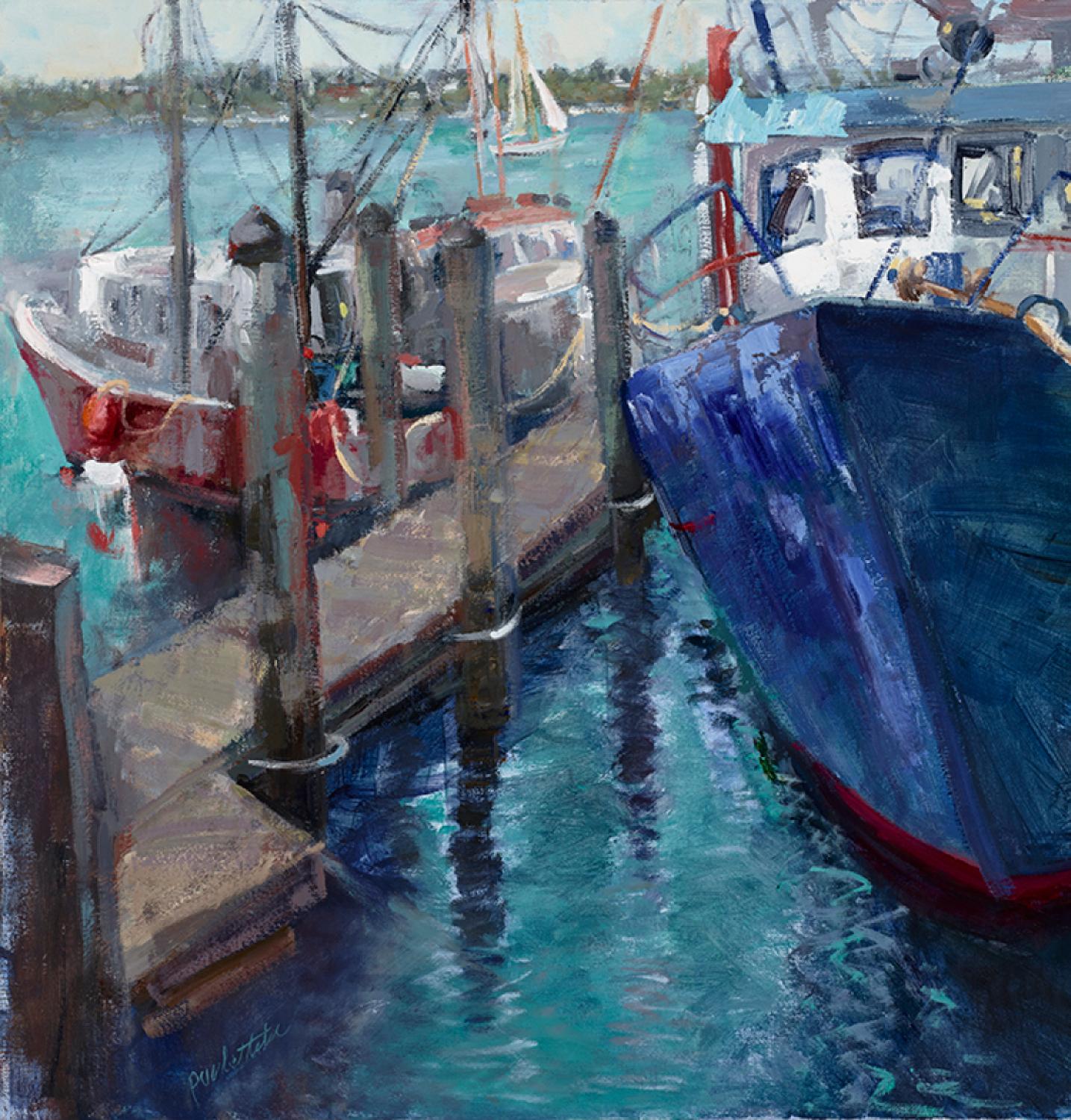 Docked in San Francisco Bay, Ölgemälde  Wasser Meer  OPA-Mitglied im Angebot 2
