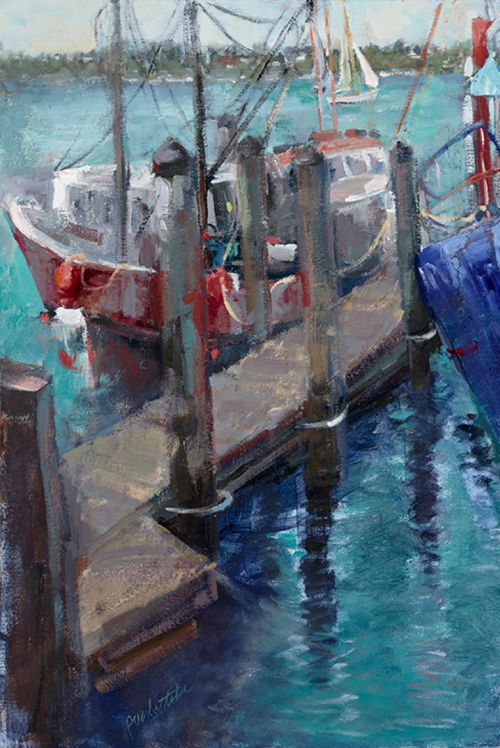 Docked in San Francisco Bay, Ölgemälde  Wasser Meer  OPA-Mitglied im Angebot 4