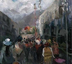 Tibetan Festival in Shorton  Prayer Flags OPA Oil Framed Lhasa