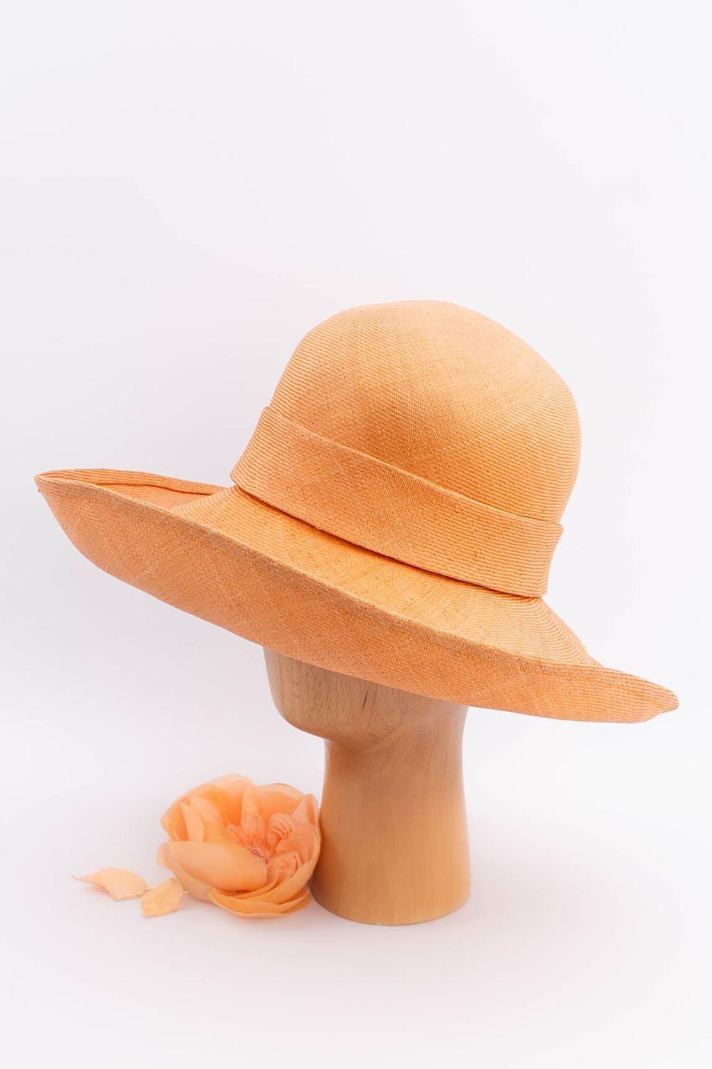 Orange Paulette straw hat For Sale