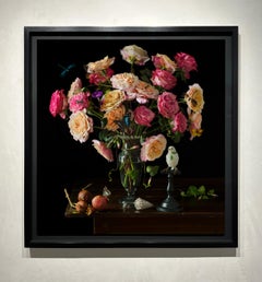 Roses & White Canary - Framed