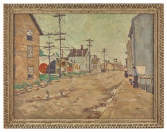"Street Scene, Newport" Paulette Van Roekens, Impressionist, Northeast, American