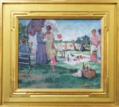 Paulette Van Roekens, The Picnic, Oil on Canvas, 1930's