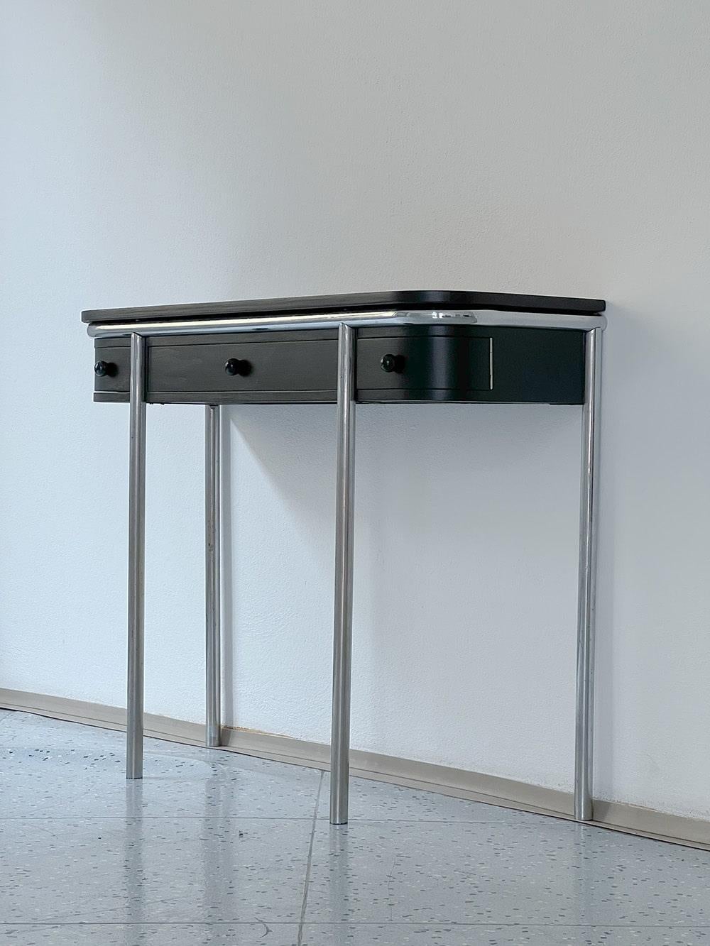 Finnish Pauli Blomstedt Modernist Console Table in Chrome and Wood, 1930s