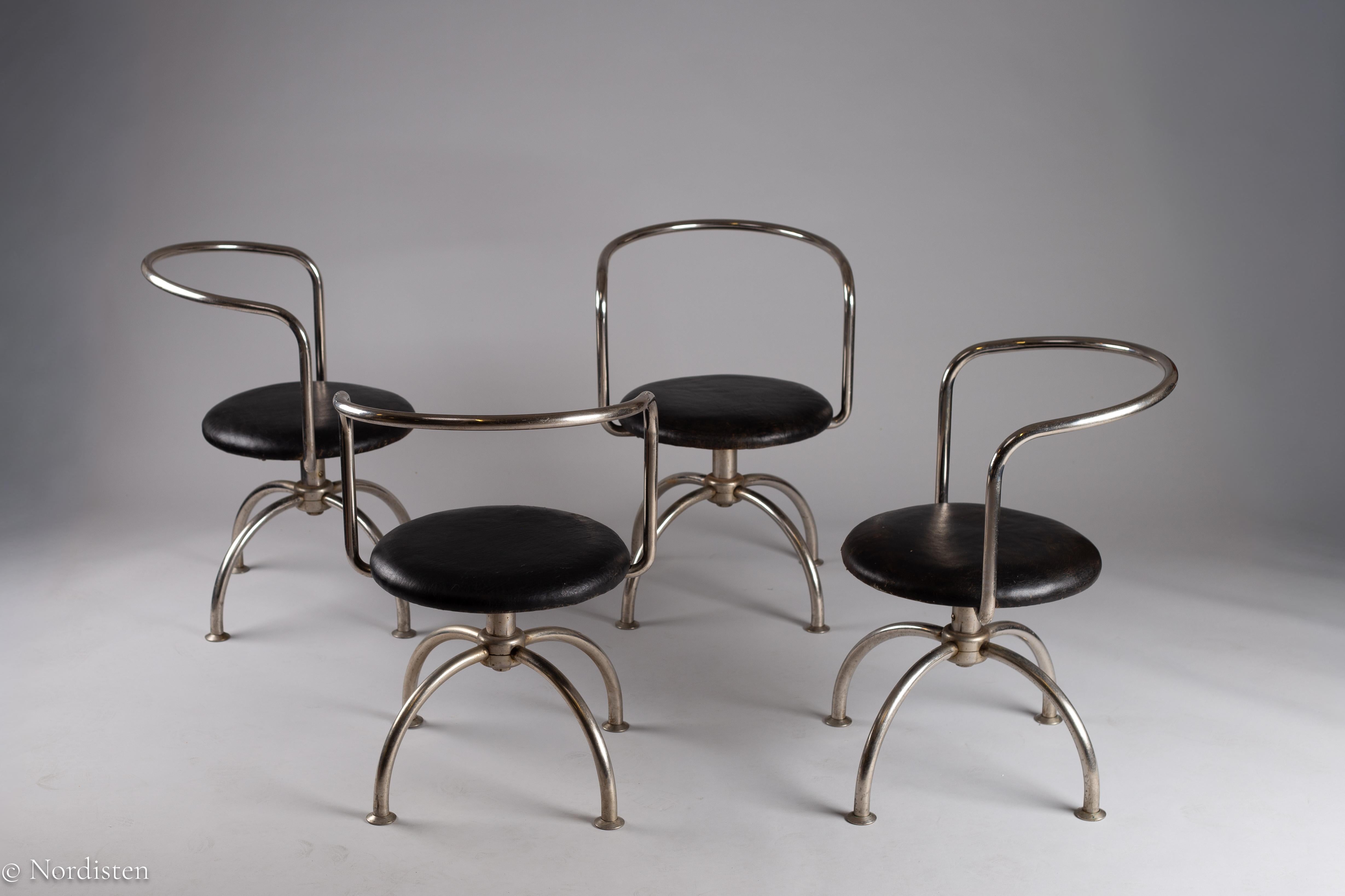 Plaqué Pauli Blomstedt, ensemble de rares chaises en acier tubulaire des années 1930, Merivaara, Finlande en vente